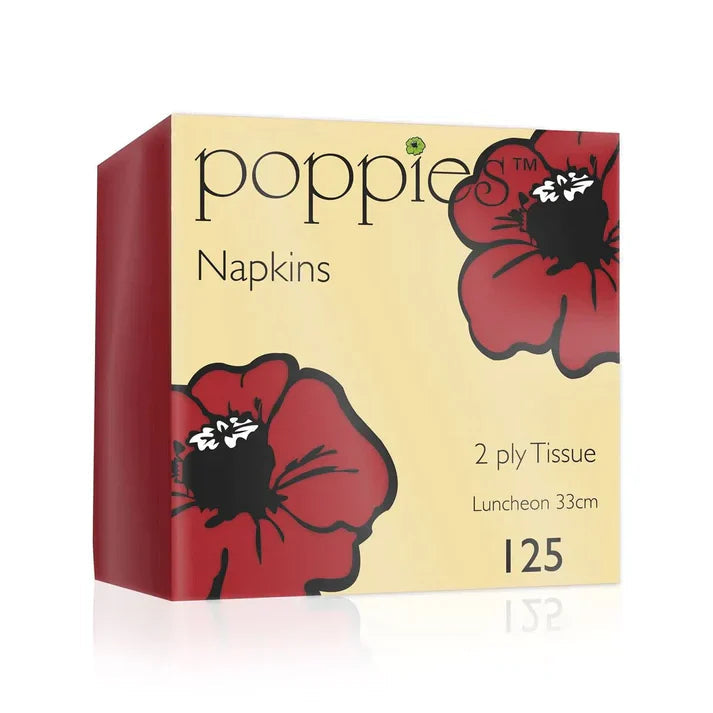 Poppies 33x33 2ply Red Napkin FreshPack Solutions Ltd