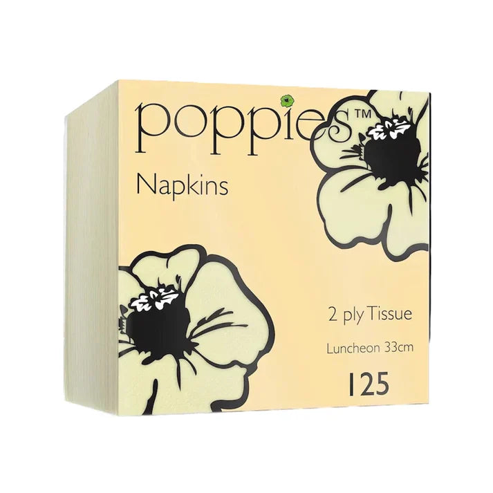 Poppies 33x33 2ply Buttermilk Napkin FreshPack Solutions Ltd