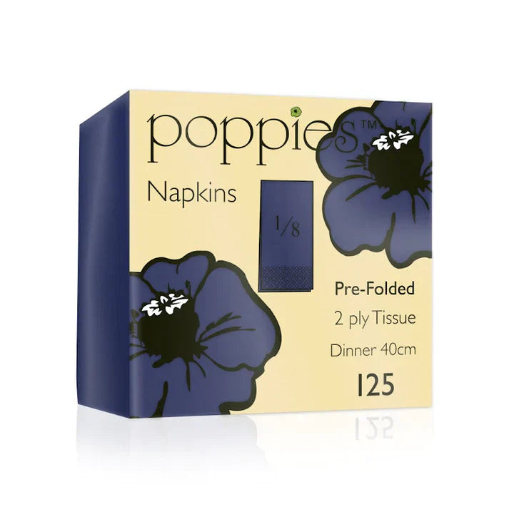 Poppies 40x40 (8-fold) 2ply Navy Blue Napkin FreshPack Solutions Ltd