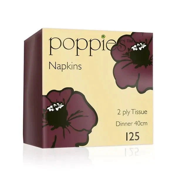Poppies 40x40 2ply Bordeaux Napkin FreshPack Solutions Ltd