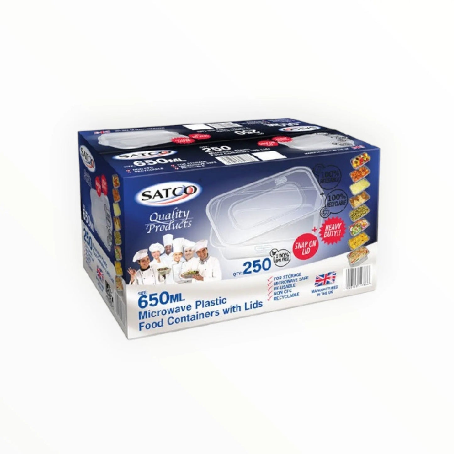 Satco Rectangular Microwavable Container with Lids(4 Sizes) FreshPack Solutions Ltd