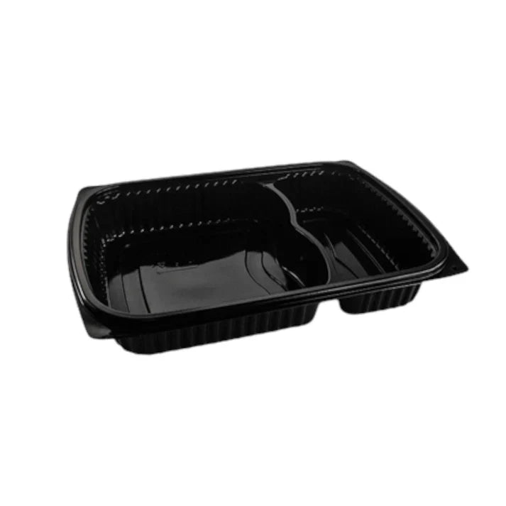 Somoplast 2 Compartment Black Microwaveable Container 70/30 Base ( 2 Sizes) FreshPack Solutions Ltd