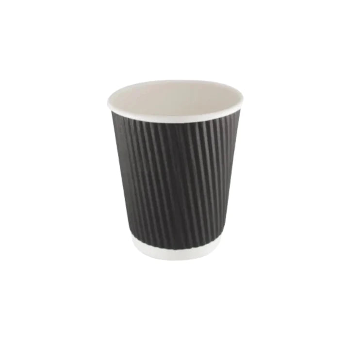 8oz Ripple Black Paper Cup