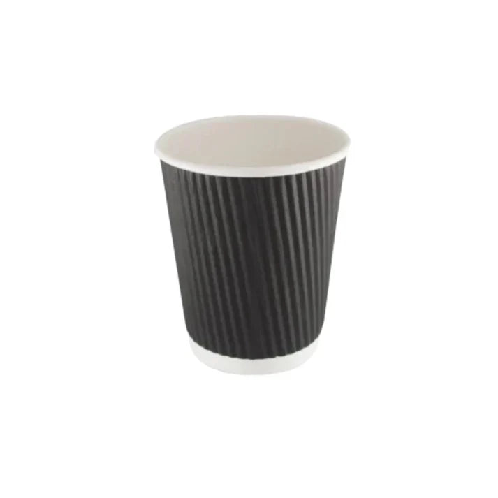 Ripple Black Paper Cup ( 4 Sizes) FreshPack Solutions Ltd