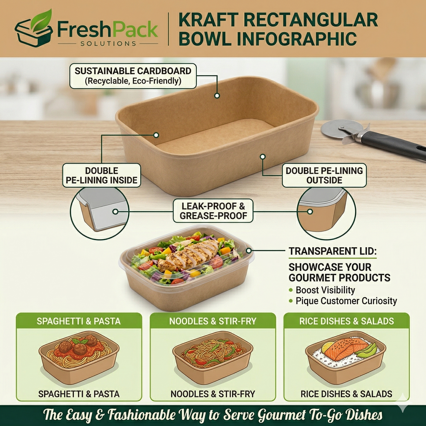 Clear PP Lids for 500/750/1000ml Rectangular Bowl FreshPack Solutions Ltd