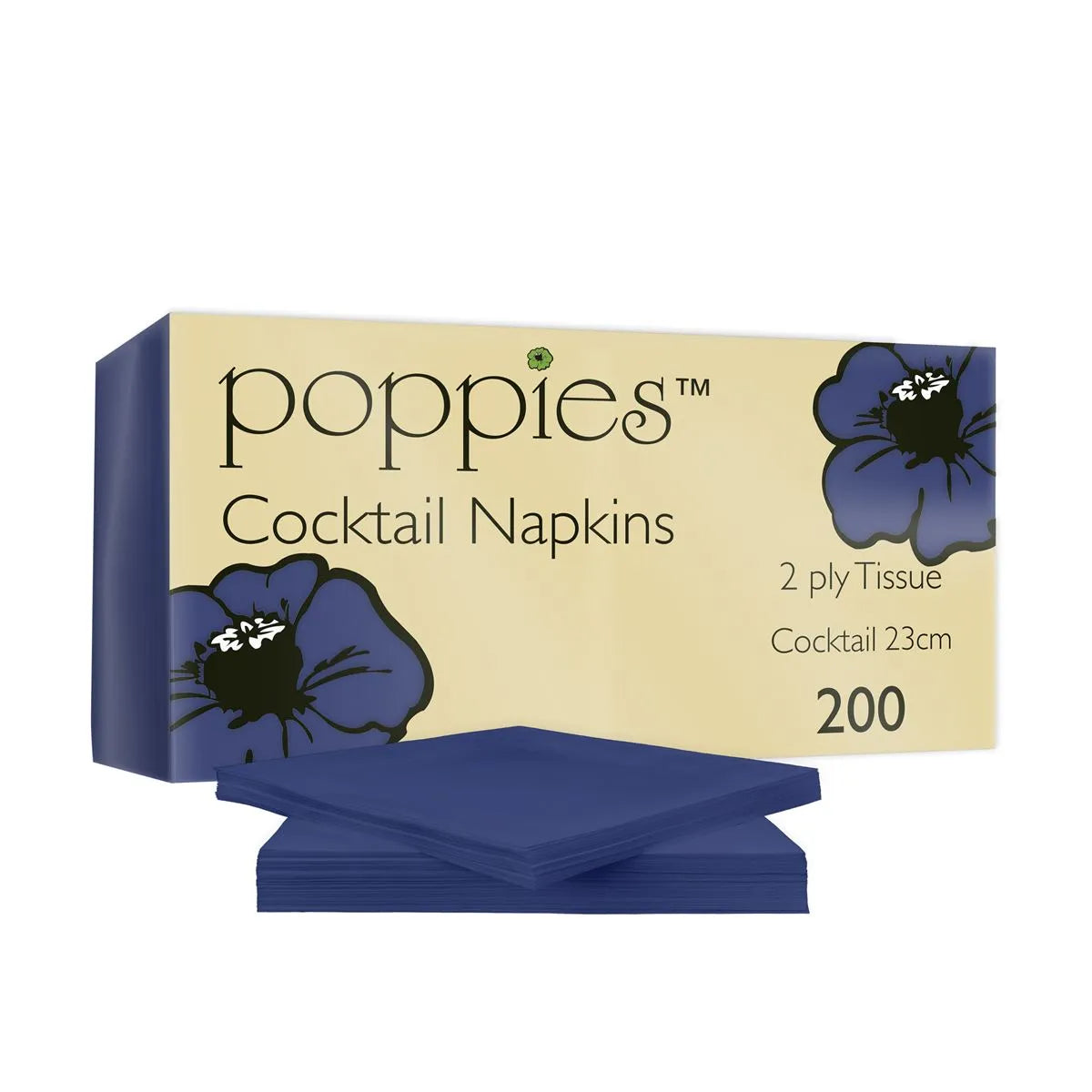 Poppies 24x24 2ply Navy Blue Napkin FreshPack Solutions Ltd