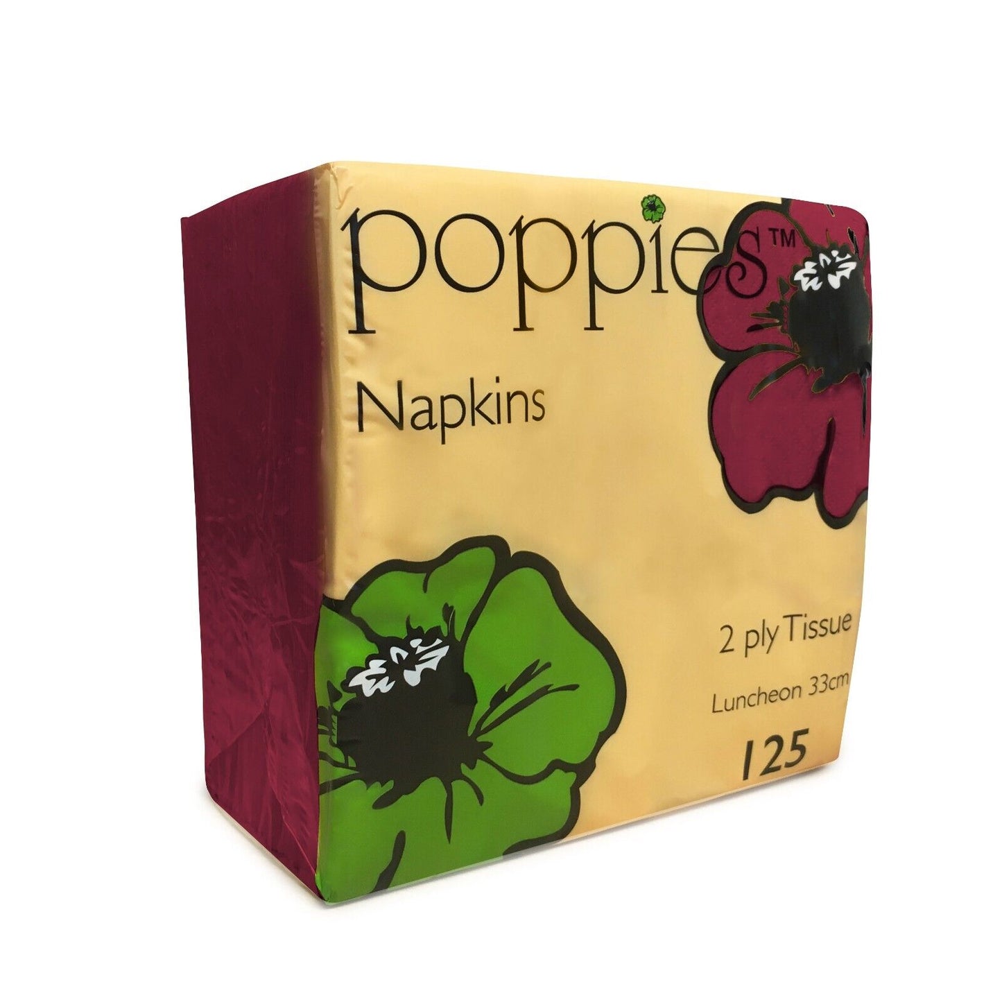 Poppies 33x33 2ply Bordeaux Napkin FreshPack Solutions Ltd