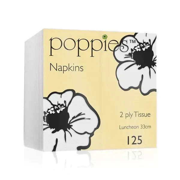 Poppies 33x33 2ply White Napkin FreshPack Solutions Ltd