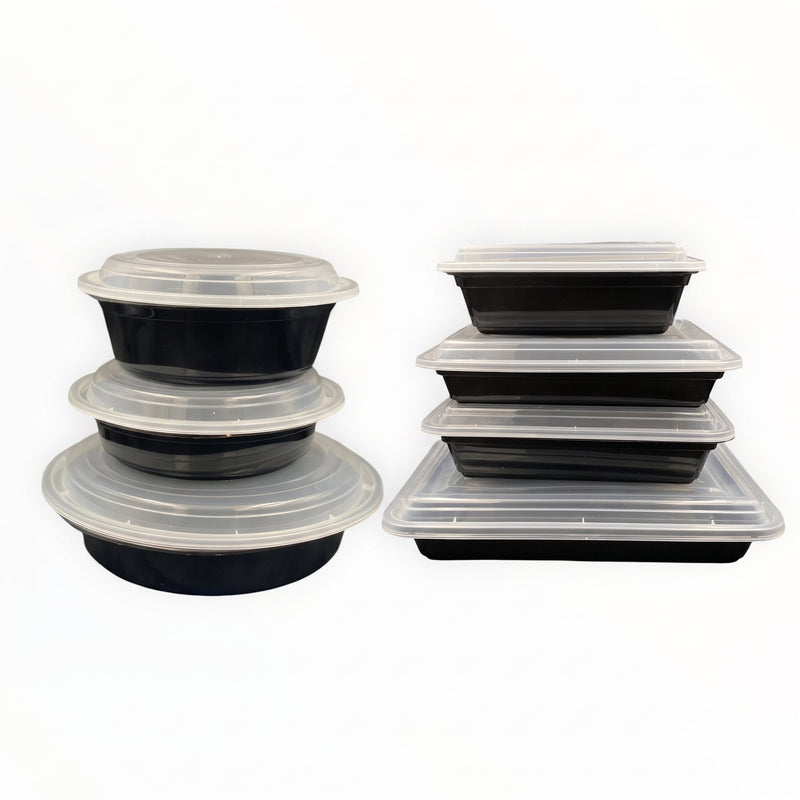 Round Black Microwaveable Container & Clear Lid( 5 Sizes) FreshPack Solutions Ltd