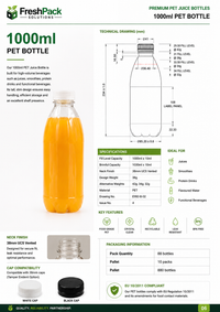 1000ml Clear Plastic Bottles with Caps FreshPack Solutions Ltd