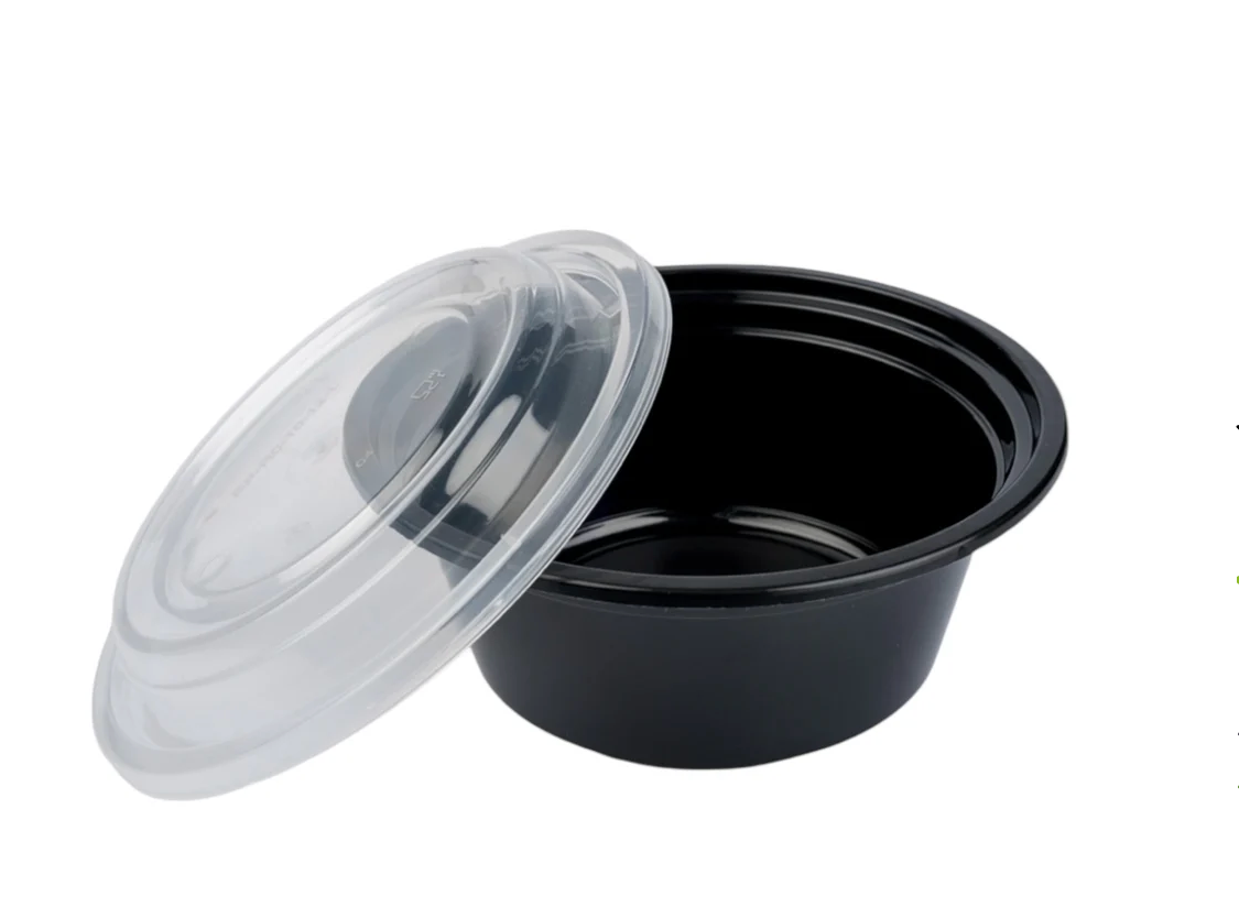 Round Black Microwaveable Container & Clear Lid( 5 Sizes) FreshPack Solutions Ltd