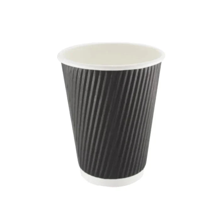 Ripple Black Paper Cup ( 4 Sizes) FreshPack Solutions Ltd