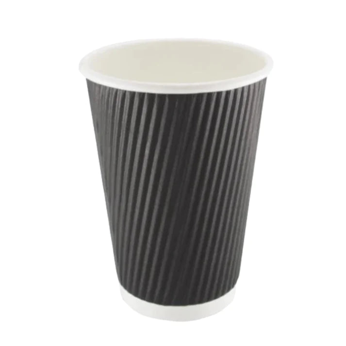 16oz Ripple Black Paper Cup