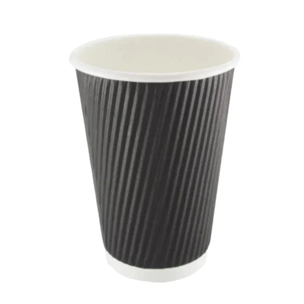 Ripple Black Paper Cup ( 4 Sizes) FreshPack Solutions Ltd