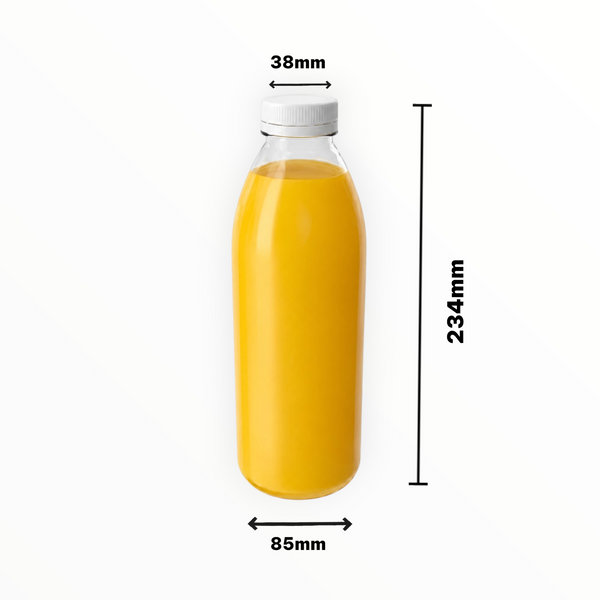 1 Litre Clear PET Juice Bottles with Caps FreshPack Solutions Ltd