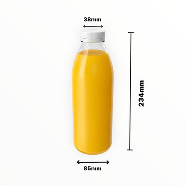 1 Litre Clear PET Juice Bottles with Caps FreshPack Solutions Ltd