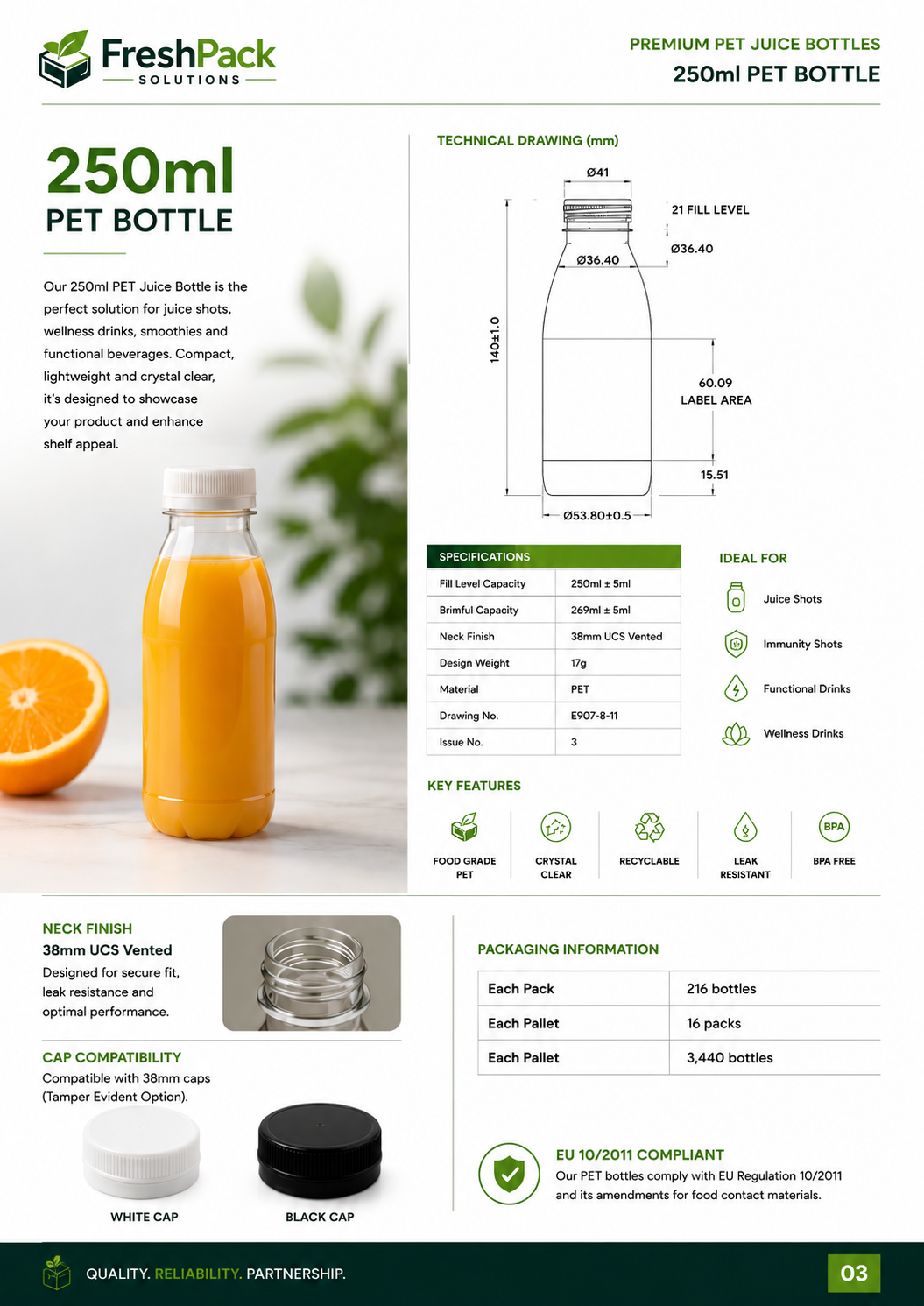 250ml Clear PET Plastic Bottles with Caps FreshPack Solutions Ltd