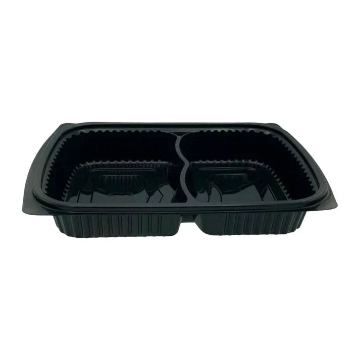 Somoplast 2 Compartment Black Microwaveable Container 50/50 (Base) FreshPack Solutions Ltd