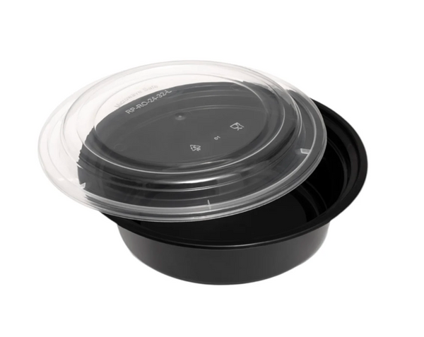 Round Black Microwaveable Container & Clear Lid( 5 Sizes) FreshPack Solutions Ltd
