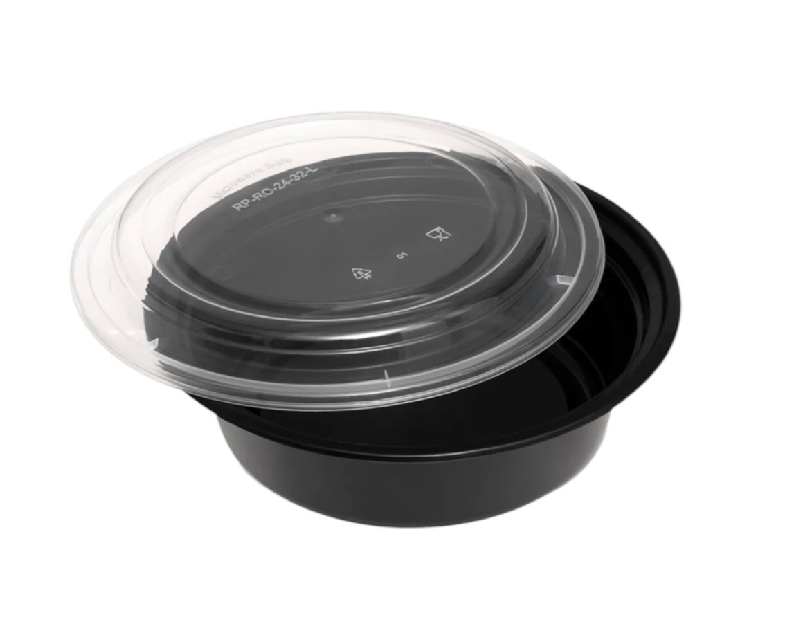 Round Black Microwaveable Container & Clear Lid( 5 Sizes) FreshPack Solutions Ltd