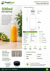 330ml Clear Plastic Bottles with Caps FreshPack Solutions Ltd