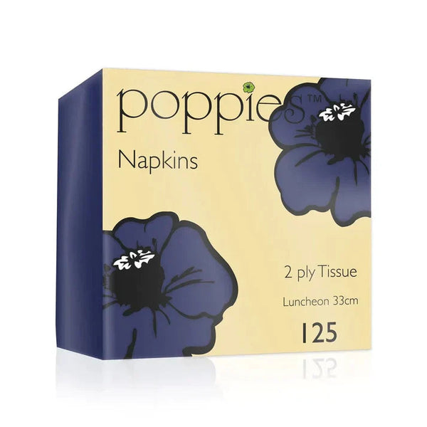 Poppies 33x33 2ply Navy Blue Napkin FreshPack Solutions Ltd