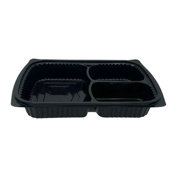 Somoplast 3 Compartment Black Microwaveable Container Base (2 Sizes) FreshPack Solutions Ltd