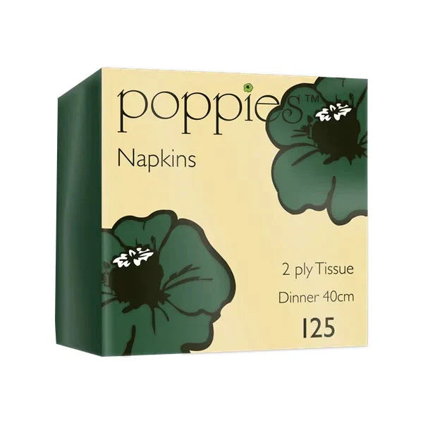 Poppies 40x40 2ply Forest Green Napkin FreshPack Solutions Ltd