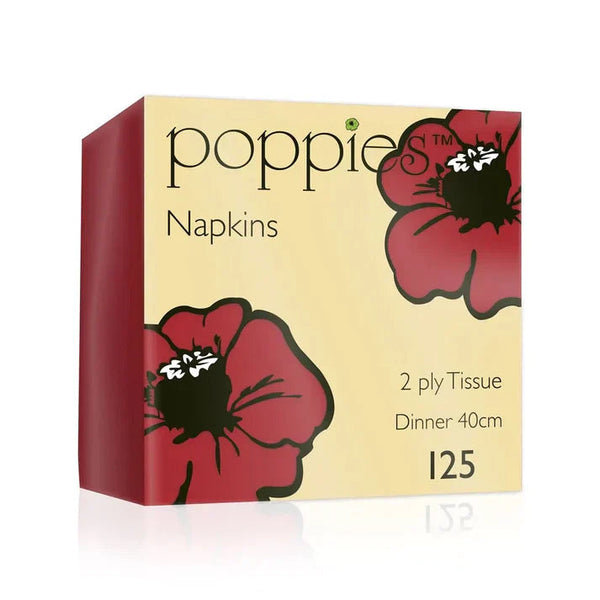 Poppies 40x40 2ply Red Napkin FreshPack Solutions Ltd