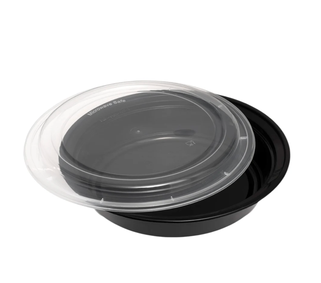 Round Black Microwaveable Container & Clear Lid( 5 Sizes) FreshPack Solutions Ltd