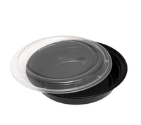 Round Black Microwaveable Container & Clear Lid( 5 Sizes) FreshPack Solutions Ltd