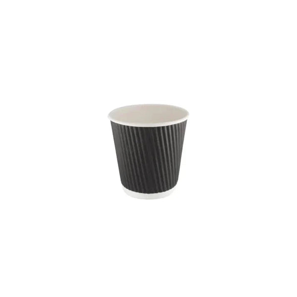 Ripple Black Paper Cup ( 4 Sizes) FreshPack Solutions Ltd