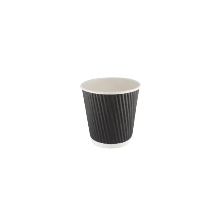 Ripple Black Paper Cup ( 4 Sizes) FreshPack Solutions Ltd