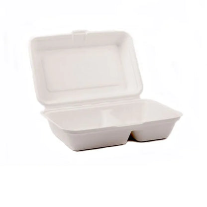 9x6" Bagasse 2-Compartment Container