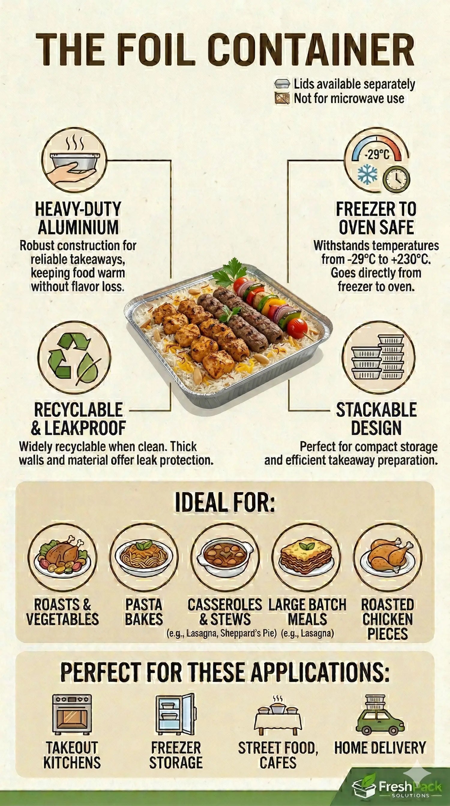 9x9x1.5 Foil Container Base FreshPack Solutions Ltd
