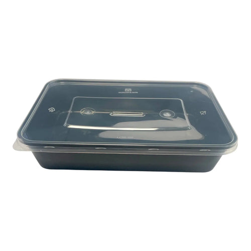 Black Base Microwavable Container with Clear Lid (2 Sizes)