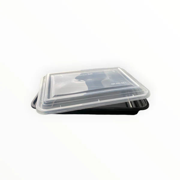 Rectangle Black Microwave Container with Clear Lid (8 Sizes) FreshPack Solutions Ltd
