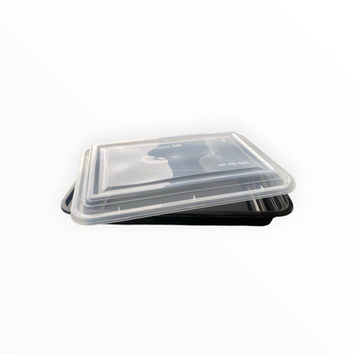 Rectangle Black Microwave Container with Clear Lid (8 Sizes)