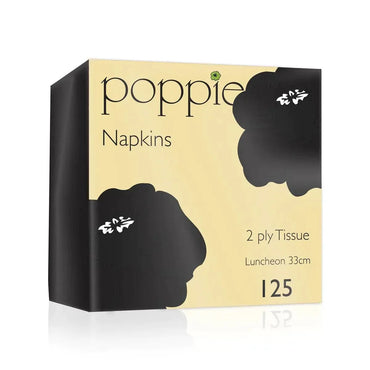 Poppies 33x33 2ply Black Napkin FreshPack Solutions Ltd