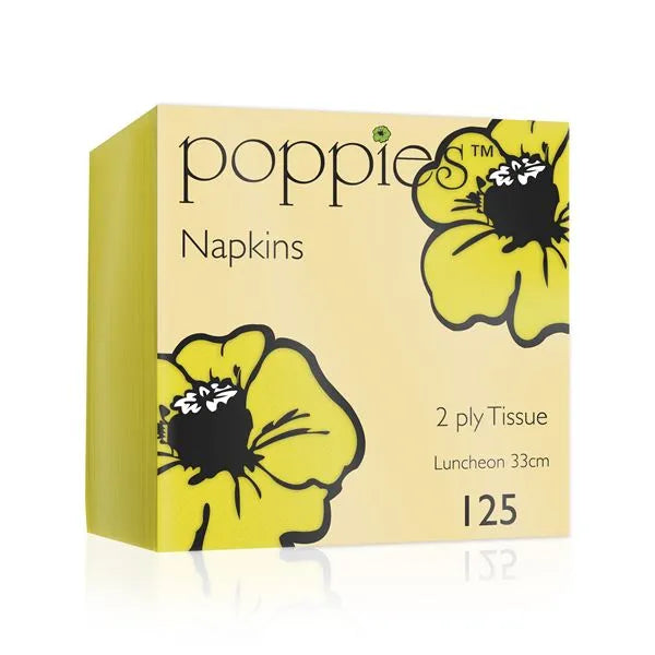Poppies 33x33 2ply Yellow Napkin FreshPack Solutions Ltd