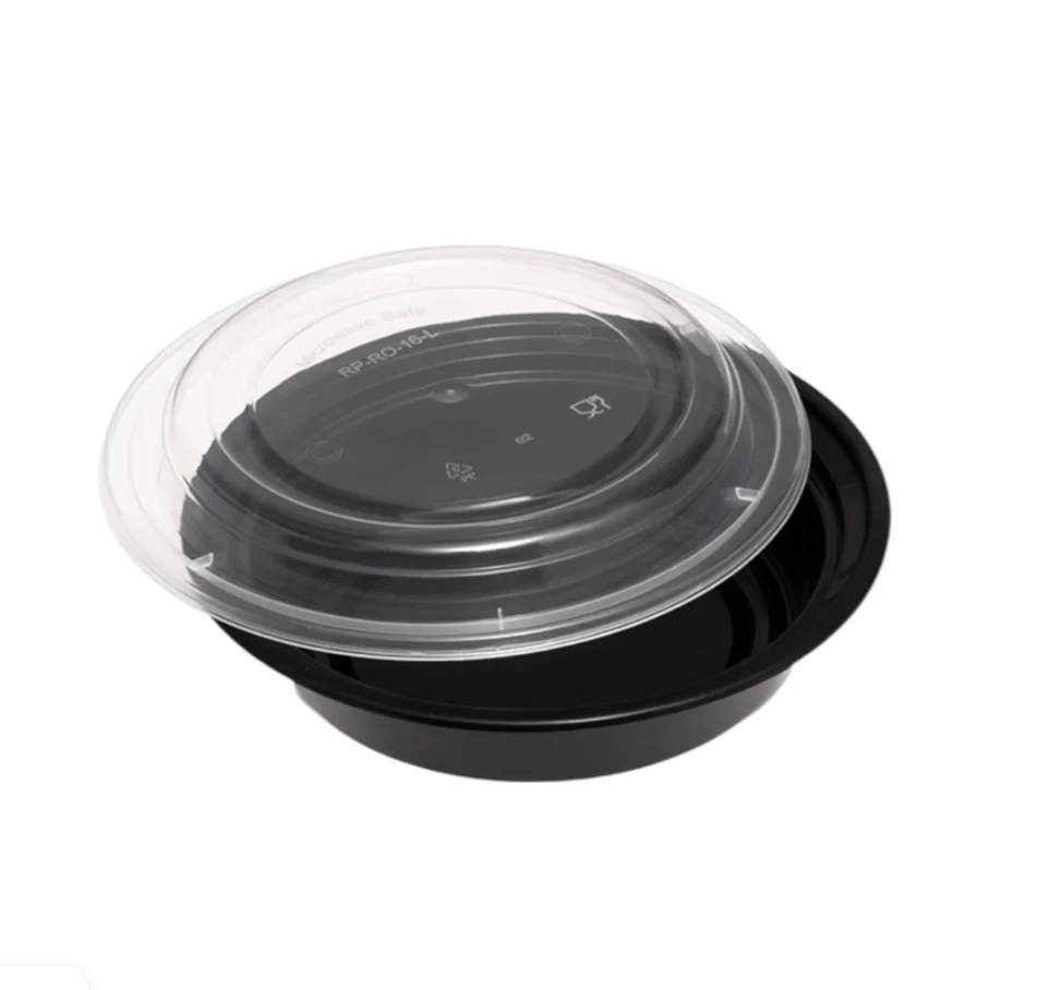 Round Black Microwaveable Container & Clear Lid( 5 Sizes) FreshPack Solutions Ltd