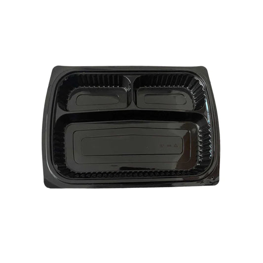 Somoplast [818] 1000cc 3 Compartment Black Microwaveable Container (Base)