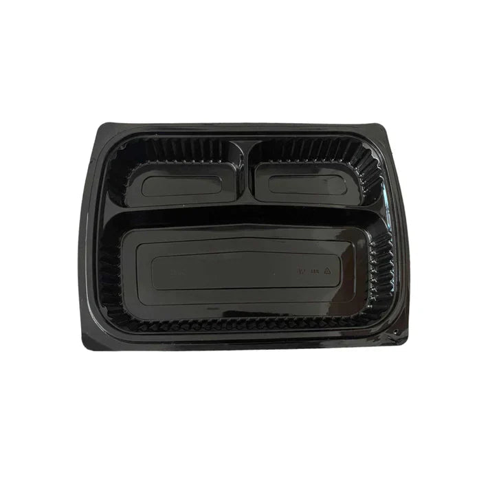 Somoplast [818] 1000cc 3 Compartment Black Microwaveable Container (Base) FreshPack Solutions Ltd