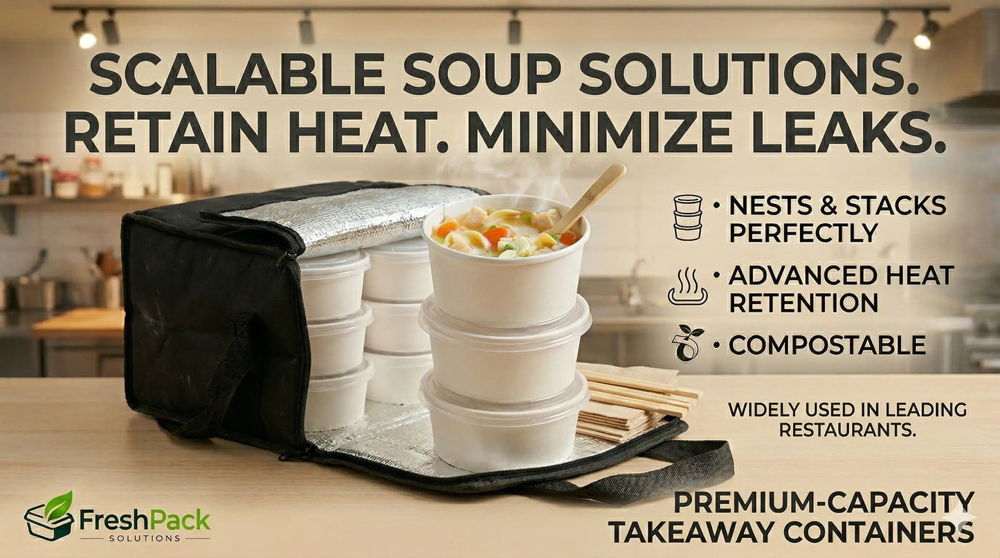 White Soup Container & Lid Combo(3 Sizes) FreshPack Solutions Ltd