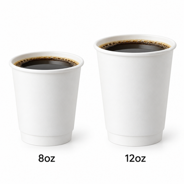 White Double Wall Coffee Cup (2 Sizes) FreshPack Solutions Ltd